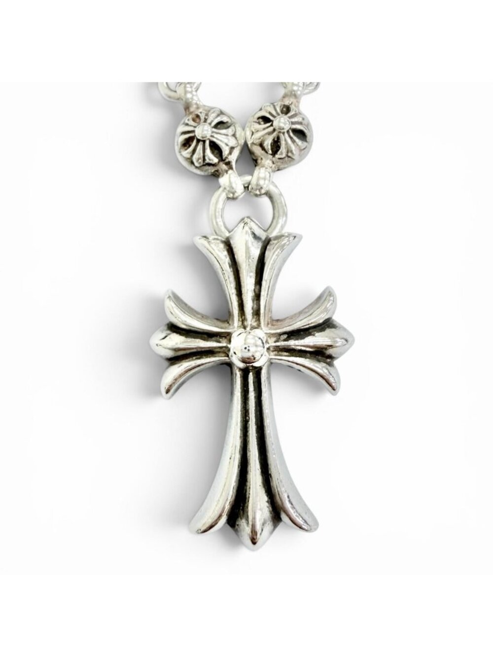 Chrome Hearts 1 CH 925 Cross Ball Chain Small CH Necklace